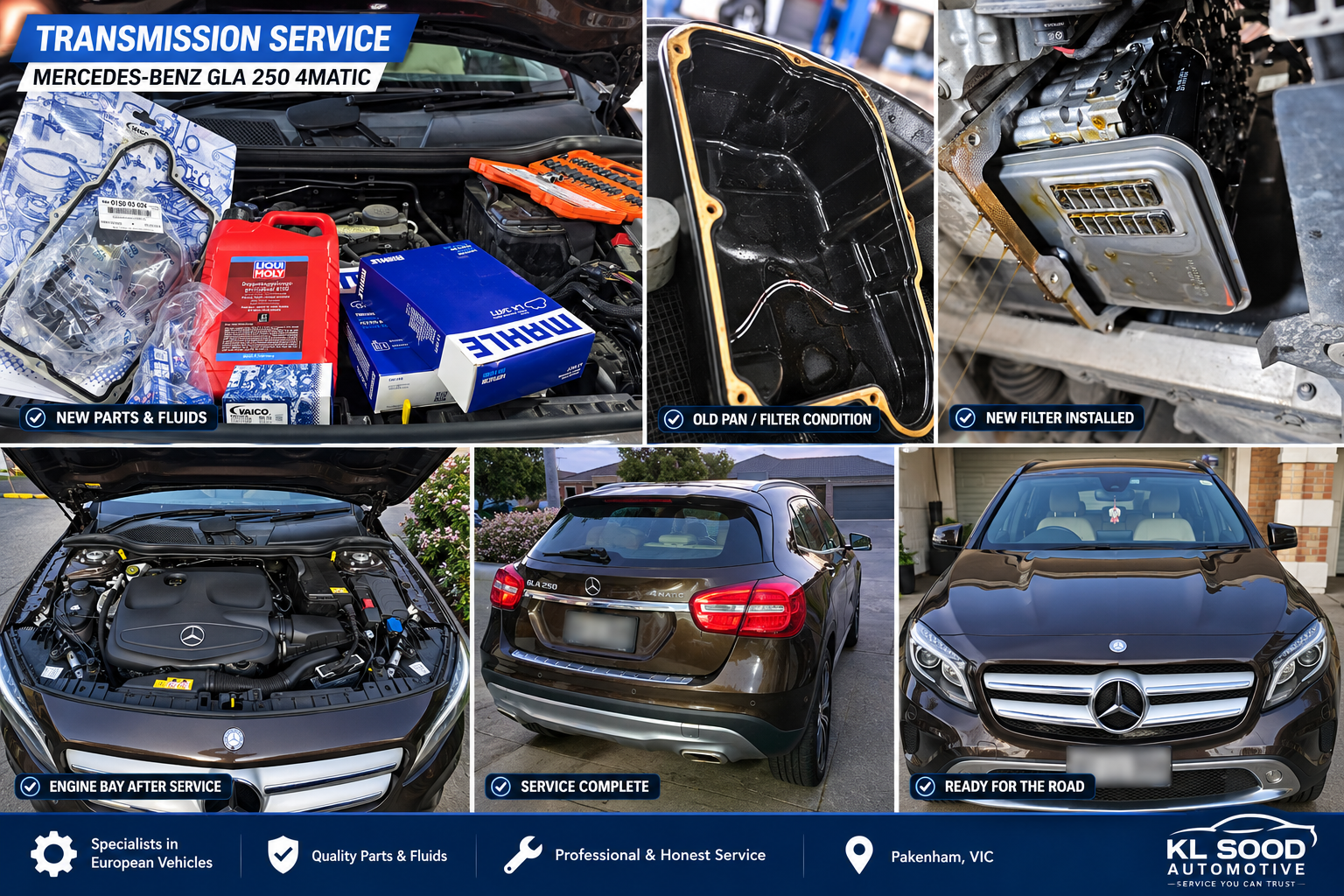 Mercedes-Benz GLA 250 4MATIC transmission service at KL Sood Automotive in Pakenham