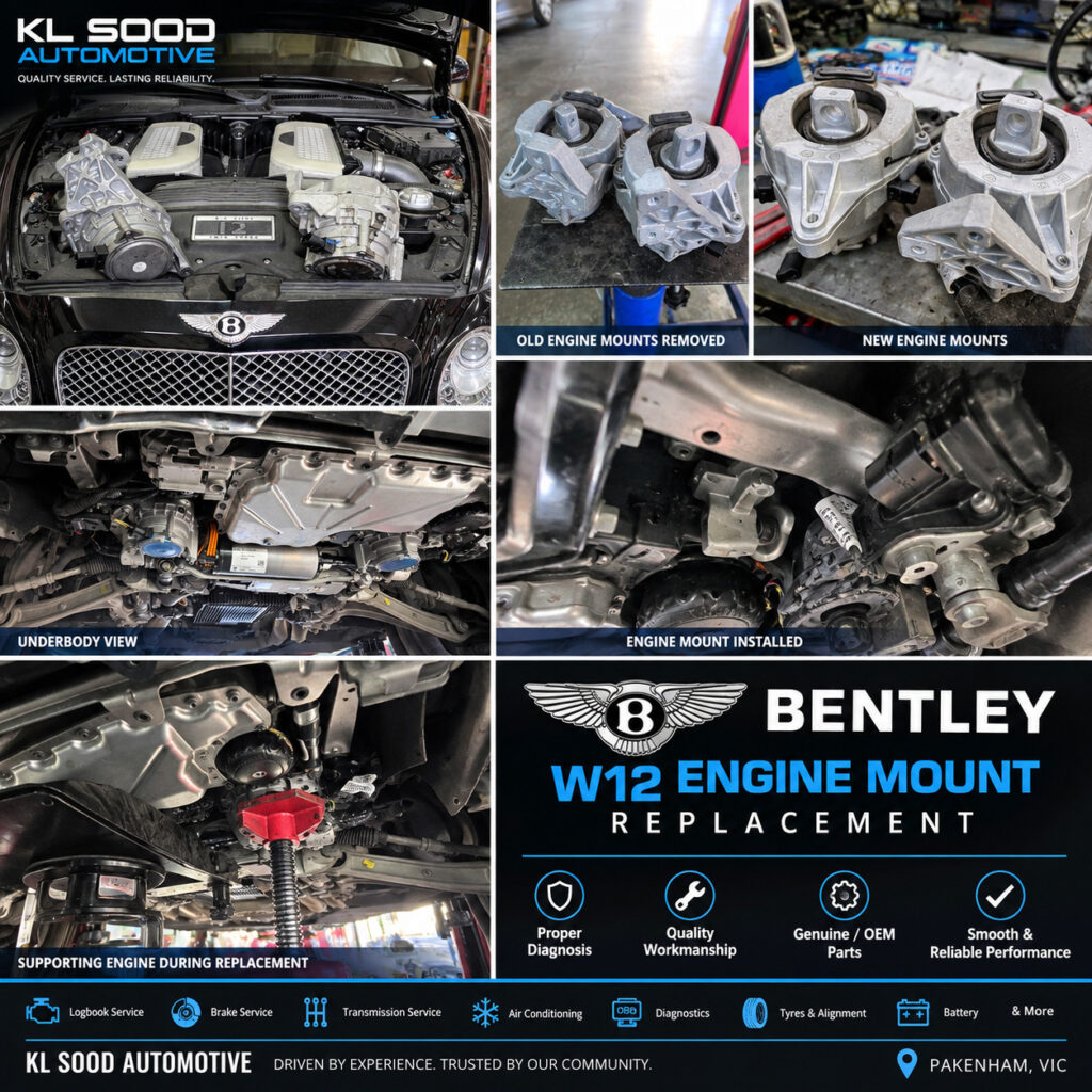 Bentley engine mount replacement at KL Sood Automotive in Pakenham